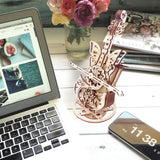 3D Puzzle Wooden Model Kits for Adults - DIY Cello Music Box Mechanical Jigsaw Puzzles Construction Craft Kits for Age 14+ Years Old auryee