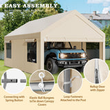 Walsunny Carport, 12x20 ft Heavy Duty Carport Canopy with Roll-up Windows, Portable Garage with Removable Sidewalls & Doors, Car Canopy with All-Season Tarp for Car, Truck, Boat Walsunny