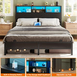 Aheaplus Headboard for Full Size Bed with Storage, Headboards with Outlets, USB Ports and LED Light, Full Size Head Board Only, Height Adjustable, Reversible, Sturdy and Stable Headboard, Black Aheaplus