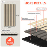 RITOLLO Wood Slat Wall Panel | 4 Pcs Soundproof Wall Panels 48" x 24.5" Wood Wall Panels 3D Sound Dampening Panels Wall Decoration - Oak RITOLLO