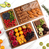 Wood Cutting Boards for Kitchen, Large Cutting Board Set of 4, Wooden Cutting Boards with Juice Grooves, Chopping Board for Meat, Veggies, Easy Grip Handle (double 17x12, 12x9, 12x8 inch) Lelwoy