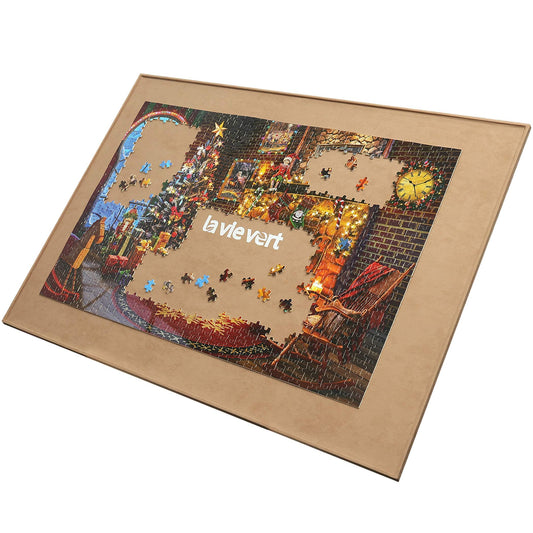 Lavievert Wooden Jigsaw Puzzle Board Portable Puzzle Plateau for Puzzle Storage Puzzle Saver, Non-Slip Surface, Fits Up to 1500 Pieces - Khaki - WoodArtSupply