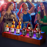 B4Life 2 Pack 16 Inch LED Lighted Liquor Bottle Display Shelf, 2 Tier LED Bar Shelves for Liquor Bottles, Bar Bottle Display Shelf, Lighted Liquor Shelf, Bar Lights for Liquor Shelves B4Life