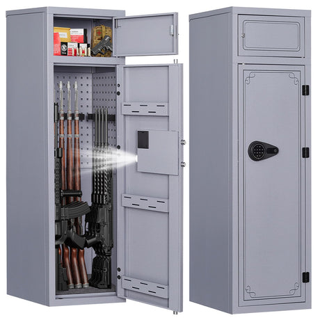 KAER 13-15 Gun Safe,Gun Safe for Rifles and Pistols,Double Layer Electronic Gun Cabinet,Gun Safes for Rifles Adjustable Gun Racks,Rifle Safes for Home with Separate Lockbox KAER