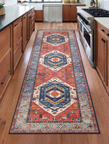 SERISSA Boho Washable 2'6"x8' Non-Slip Vintage Rust Hallway Kitchen Runner Rug - Ultra Soft Print Distressed Tribal Floor Carpet for Bedroom Bathroom Laundry Room SERISSA
