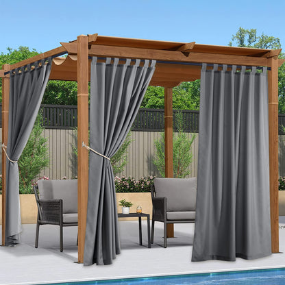 NICETOWN 2 Panels Outdoor Patio Curtains Waterproof, Tab Top Thelmal Insulated Privacy Indoor Outdoor Living Dividers Vertical Drapes for Gazebo/Dock, Grey, W55 x L84 - WoodArtSupply