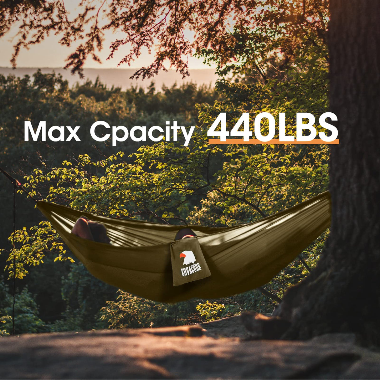 COVACURE Camping Hammock with Net - Lightweight Double Hammock 2 * 10ft Straps, Portable Hammocks, Camping Accessories for Outdoor, Hiking, Camping, Backpacking, Travel, Beach covacure