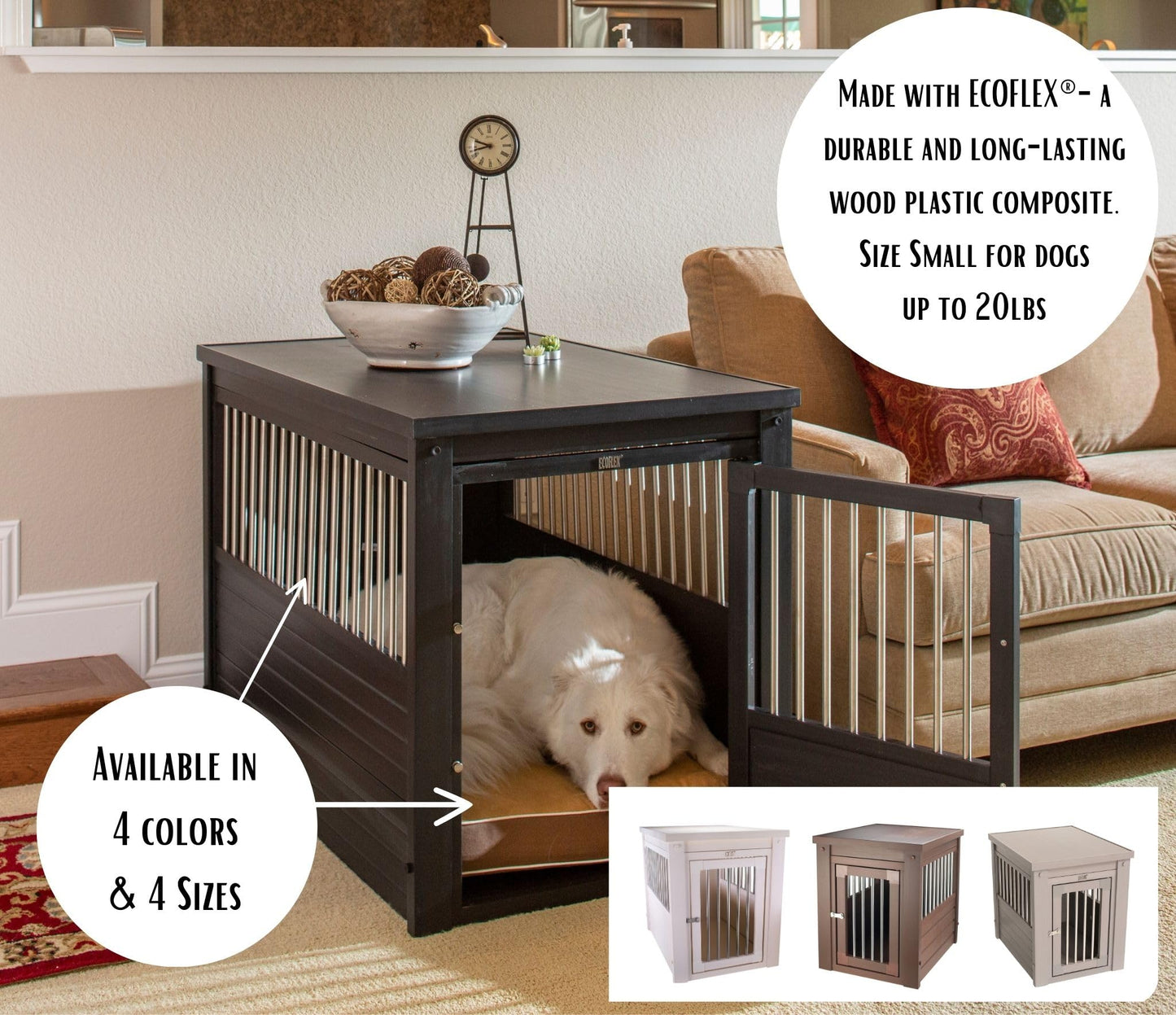 New Age Pet ecoFLEX Pet Crate/End Table, X-Large, Espresso - WoodArtSupply