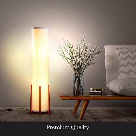 Brightech Parker Paper Lantern Floor lamp, 48 Inch Tall Lamp with Wood Frame, Asian Design for Bedroom, Decorative Tower Shade Lamp for Living Rooms & Offices, Great Living Room Décor Brightech
