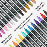 Acrylic Paint Markers, 24 Colors Paint Pens Acrylic Markers, Dual Tip with Dot & Fine Point Acrylic Paint Pens for Rock Painting, Wood, Canvas, Glass, Stone, Ceramic– Art Supplies & Craft Supplies. Amafgle