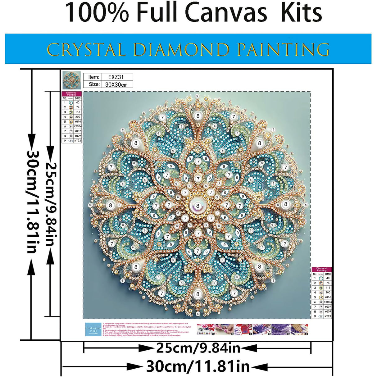 CHWGLFGG 5D Diamond Painting Kits for Adults Beginners, Mandala Special Shape Diamond Art, DIY Drill Diamond Dot Gem Art Kits for Adults, Home Wall Decor 11.8X11.8 Inch CHWGLFGG
