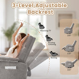 Korser Recliner Chairs, Swivel Rocking Recliner Chair for Adults, Glider Rocking Chair, Small Nursery Recliner for Living Room, Reclining with Modern-Designed Armrests, Chenille, Grey Korser