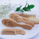 Personalized Wooden Baby Brush Set | Wooden Baby Brush and Comb Set| Personalized Baby Gift | Personalized Baby Gift Girls Girls | Floral Initial Forever Personalized
