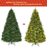 Goplus 8ft Pre-Lit Artificial Christmas Tree, Premium Spruce Hinged Tree 600 LED Lights and Pine Cones, Xmas Tree for Holiday Indoor Décor Goplus