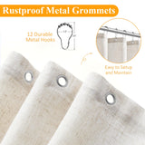 Naturoom Natural Linen Shower Curtain, Country Boho Farmhouse Bath Decor Beige Shower Curtains for Bathroom Neutral Cloth Weighted Textured Fabric Bath Curtain Liner with Hooks, Cream, 72 Inch Naturoom