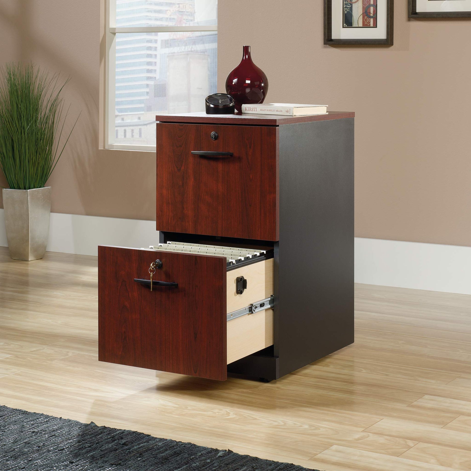 Sauder County Line Dresser, L: 15.55" x W: 19.45" x H: 28.54", Classic Cherry Finish - WoodArtSupply