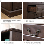 EnHomee Farmhouse Dresser for Bedroom 55.2''Wide Wood Dresser with LED & Power Outlet Vintage 10 Drawers Dressers & Chests of Drawers Long Dresser TV Stand, Closet, Entryway, Rustic Brown EnHomee