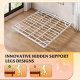 WLIVE Floating King Bed Frame, LED Bed Frame with Charging Station, Metal Platform Beds King Size with Heavy Duty Steel Slats, No Box Spring Needed, Easy Assembly, No Noise, White WLIVE