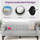 TYBOATLE Sofa Couch, Living Room Furniture Sectional Sofa Sets 3 Pcs, Tufted Mid-Century Loveseat w/USB, Cupholders & Comfy Single Sofa for Small Space, Apartment, Office (Light Grey) TYBOATLE
