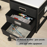 Drafting Drawing Table with Stool and 3 Drawers, Adjustable and Extendable,Sturdy Construction for Adults and Teen(White) anwickjeff