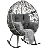 YITAHOME Wicker Rocking Egg Chair, Outdoor Patio Rocking Chair with 5.9in Thick Cushion, 250lb Capacity, Anti-Slip, All-Weather Resilient Egg Lounger Chair for Indoor & Outdoor, Grey(1 Pack only) YITAHOME