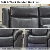 Power Recliner Sectional Sofa Couches with LED Lights for Living Room, Faux Leather Wall Hugger Reclining Corner Couch Sets with 2 Home Theater Seat, USB Charger, Cup Holder, Storage Console, Grey Comfort Stretch