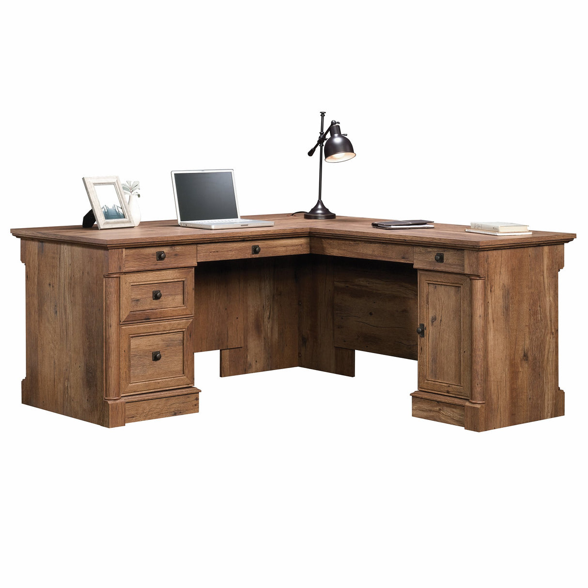 Sauder Palladia L-Shaped Desk, Vintage Oak finish Sauder