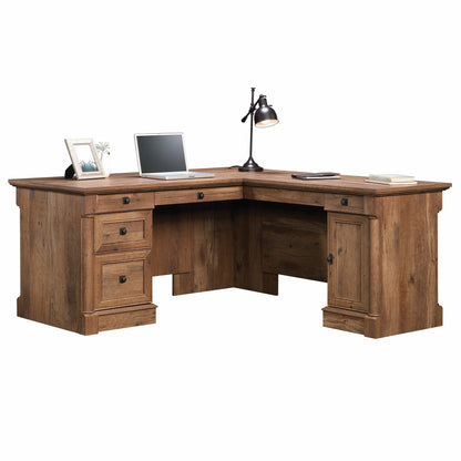 Sauder Palladia L-Shaped Desk, Vintage Oak finish - WoodArtSupply