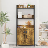 Katrawu Litter Box Enclosure with Shelves, Hidden Cat Enclosure Furniture,2-in-1 Tall Cat Litter Box Cabinet,Cat Washroom with Free Cat Scratch Pad,Rustic Brown 52in H Katrawu