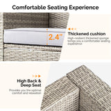 VINGLI 6 Pieces Wicker Patio Furniture Set, Outdoor Sectional Furniture Patio Conversation Set Space-Saving Design with Ottomans and Coffee Table for Garden,Poolside, Backyard(Grey) VINGLI