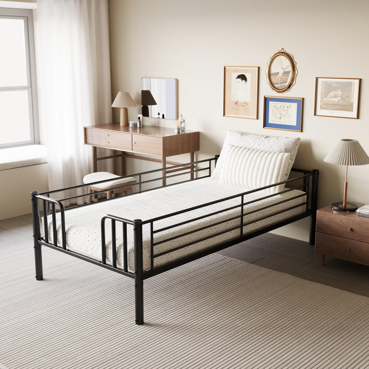 KEIKI Twin Over King Bunk Bed, Extendable Bunk Beds, Pull-Out Bunk Bed Frame Can Be Extendable, No Box Spring Needed KEIKI