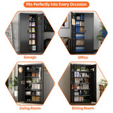 Aobabo 71" H×32" W×16" D Metal Storage Cabinet with 5 Adjustable Shelves, Locking Garage Storage Cabinet with Pegboards and 4 Hooks for Garage, Office, Black, Assembly Required Aobabo