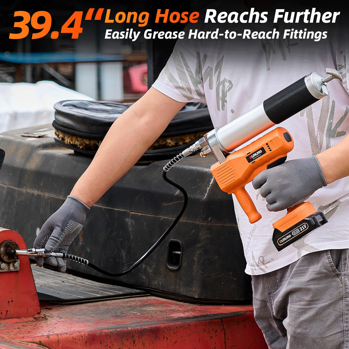 olmlmo Grease Gun, High-Efficiency Electric Grease Gun Kit, 10000 PSI Cordless Grease Gun with 2*2.0AH Batteries and Charger, 6.8 oz/min Battery Powered Grease Gun for Equipment Operators and Farmers olmlmo