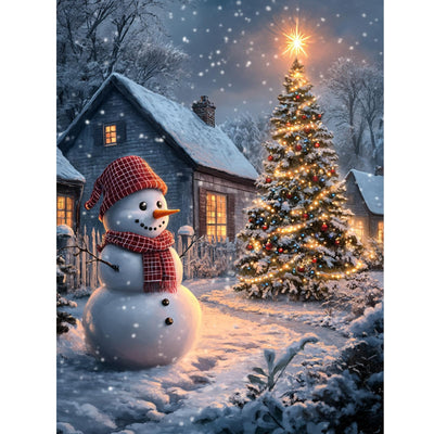 Diamond Art Kits for Adults Beginner, 5D Christmas Tree Diamond Painting Kits,Snowman Painting with Diamond,Full Round Drills Winter Gem Art for Christmas Wall Decor 12 x 16 in