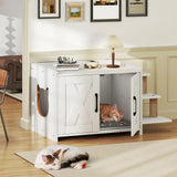 YITAHOME 27" Cat Litter Box Enclosure, Modern Cat Litter Box Furniture Hidden with Scratching Post&cusion, Wooden Cat House as Side End Table Nightstand, Fit Most of Litter Box, White YITAHOME