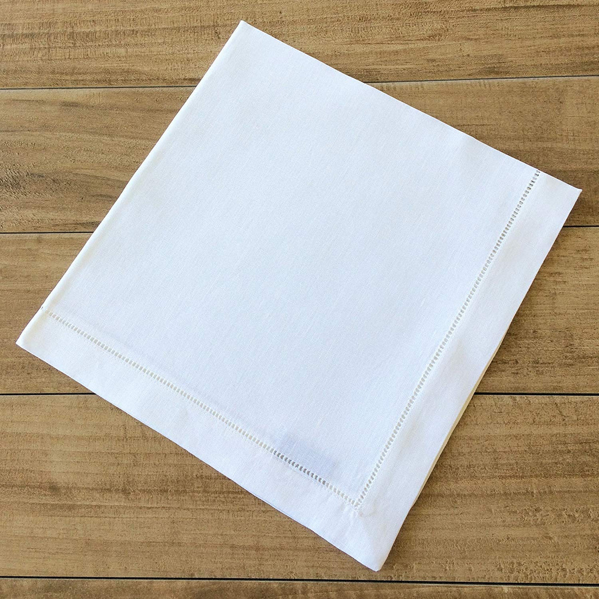 White Linen Hem Stitch Dinner Napkins - Set of 12 20"x20"-Ladder Hem Stitch 100% Linen Cloth Napkins-Super Value Bulk 12 Pack Minhcraft