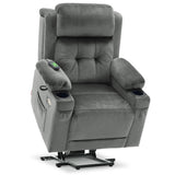 MCombo Medium Dual Motor Power Lift Recliner Chair with Massage and Heat for Elderly People, Adjustable Headrest, Infinite Position, USB Ports, Fabric 7661 (Grey, Medium) MCombo