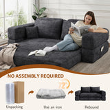 Jocoevol 75'' Queen Folding Convertible Sofa Bed with Large Pillow, 4-in-1 Floor Foldable Futon Sofa Bed, Chenille Boneless Mattress Couch, Floor Sleeper Sofa Chair Bed for Living Room/Bedroom, Black Jocoevol