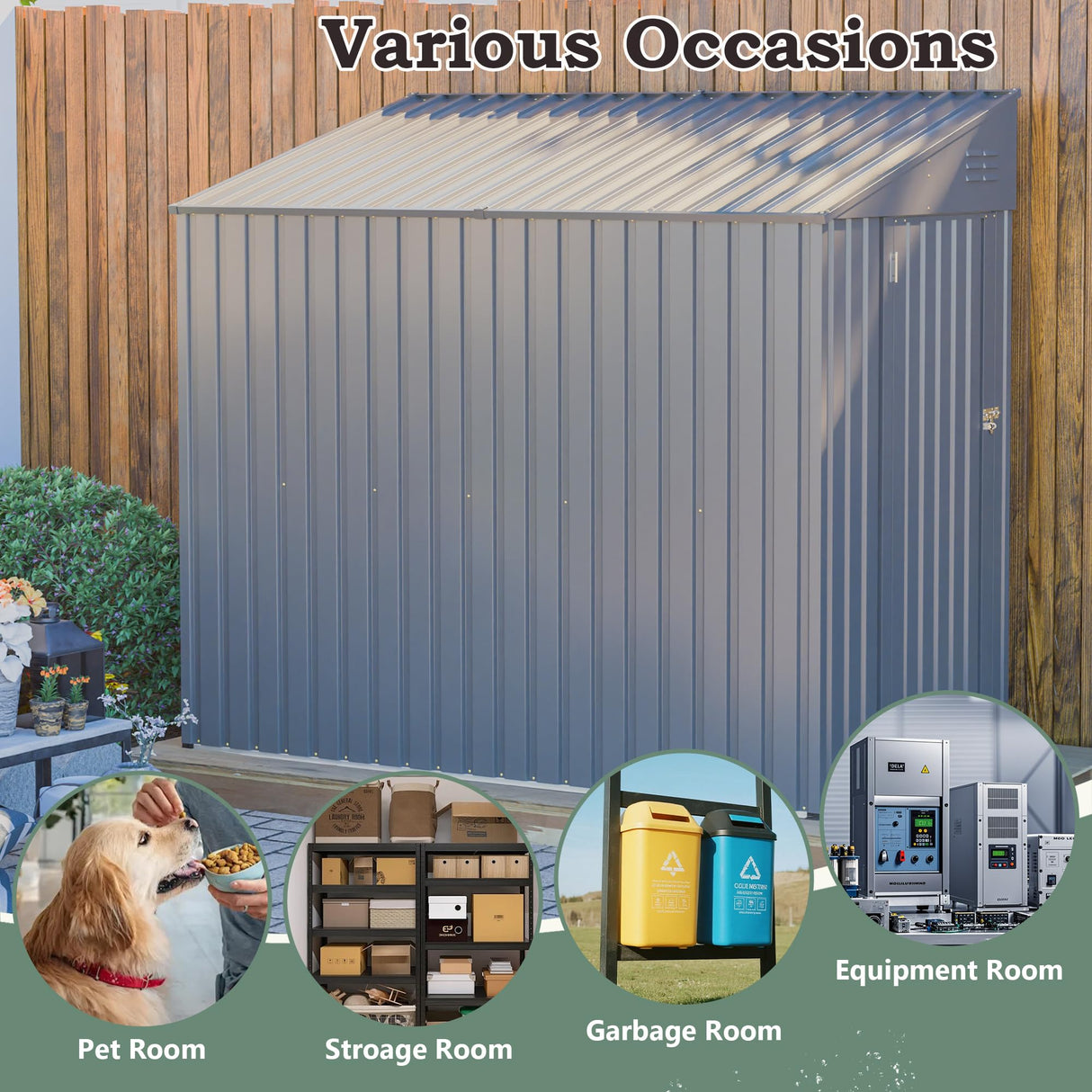 4x7 FT Lean-to Metal Storage Shed with Single Lockable Side Door, Sloping Roof Galvanized Steel Outdoor Tool Shed for Garden, Patio & Backyard Storage Mulinsonfly