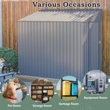 4x7 FT Lean-to Metal Storage Shed with Single Lockable Side Door, Sloping Roof Galvanized Steel Outdoor Tool Shed for Garden, Patio & Backyard Storage Mulinsonfly