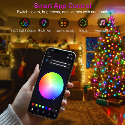 ComfyAura 40+ Modes Smart App Color Changing Christmas Lights - 164 Ft Super Xtras 16 Million Multicolor 500 Dimmable LED Christmas Tree Lights with Remote Outdoor Waterproof for Halloween Xmas