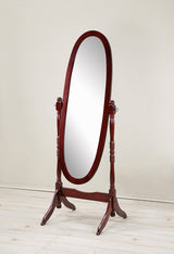 Roundhill Furniture Traditional Queen Anna Style Wood Floor Cheval Mirror, Cherry Finish Roundhill Furniture