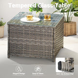 ovios Patio Furniture Set 6-Pieces Outdoor Wicker Sofa Couch with Glass Table Comfy Cushions Rattan Conversation Set for Backyard Deck Porch, Denim Blue ovios