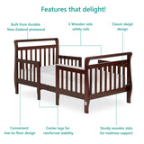 Dream On Me Emma 3-in-1 Convertible Toddler Bed in Espresso, Converts to Two Chairs and-Table, Low to Floor Design, JPMA Certified, Non-Toxic Finishes, Safety Rails Dream On Me