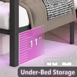 CLIBFENG Full Size Bed Frame with Headboard and Footboard,Steel Slats Support-LED Bed Frame with USB Charging Station,Mattress Foundation-Under Bed Storage, No Box Spring Needed,Noise Free,Black CLIBFENG
