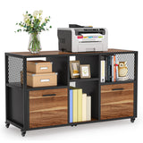 Tribesigns 2 Drawer Wood File Cabinets, Modern Mobile Lateral Filing Cabinet for Letter/ A4 Size, Printer Stand with Open Storage Shelves and Drawer for Home Office, Rustic Walnut Tribesigns
