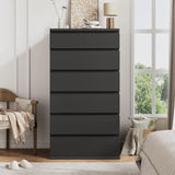 Black Tall 7 Drawer Dresser for Bedroom, Modern Wood Closet Dressers & Chests of Drawers with Jewelry Storage, 23.6" L*15.8" W*47.5" H in Large Vertical Dresser for Bedroom, Living Room, Nursery Jocoevol