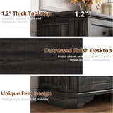 IRONCK Farmhouse 7 Drawers Dresser for Bedroom, 59" Long Dresser with Charging Station, Natural Texture, Vintage Design, for Bedroom, Charcoal IRONCK