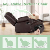 Prilinex Brown Rocker Recliner Chair - Oversized Leather Lazy Boy Recliner Chair with Overstuffed Armrest, Faux Leather Manual Reclining Chair for Living Room, Bedroom, Home Theater Prilinex