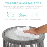 Best Choice Products Outdoor Rope Woven Sectional Patio Furniture L-Shaped Conversation Sofa Set for Backyard, Porch w/Thick Cushions, Detachable Lounger, Side Table - Gray/Navy Best Choice Products